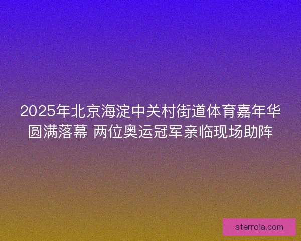 2025年北京海淀中关村街道体育嘉年华圆满落幕 两位奥运冠军亲临现场助阵